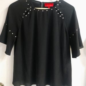 Black Jennifer Lopez Short Sleeve Top